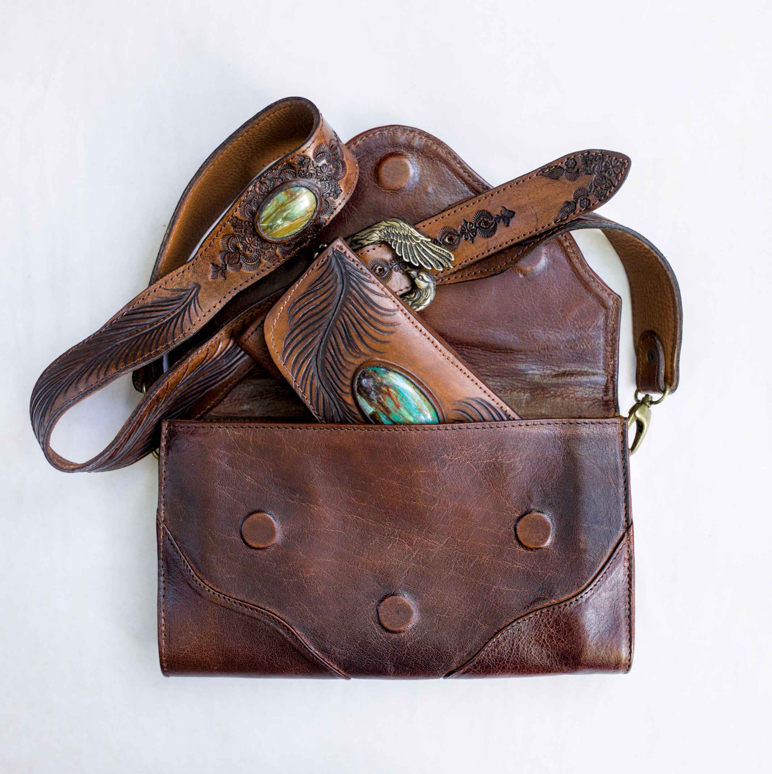 Eagle Feather Clutch with Dragon Stone