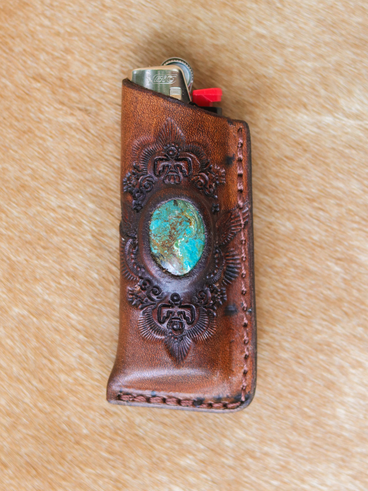 Woodstock Lighter Case with Turquoise