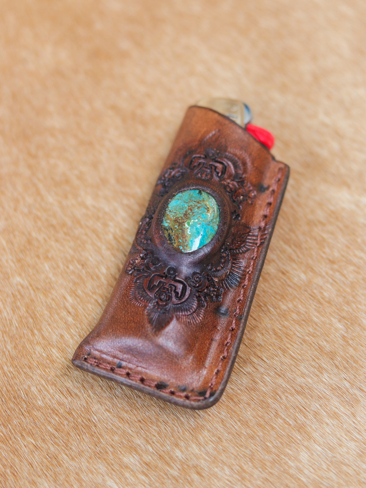 Woodstock Lighter Case with Turquoise