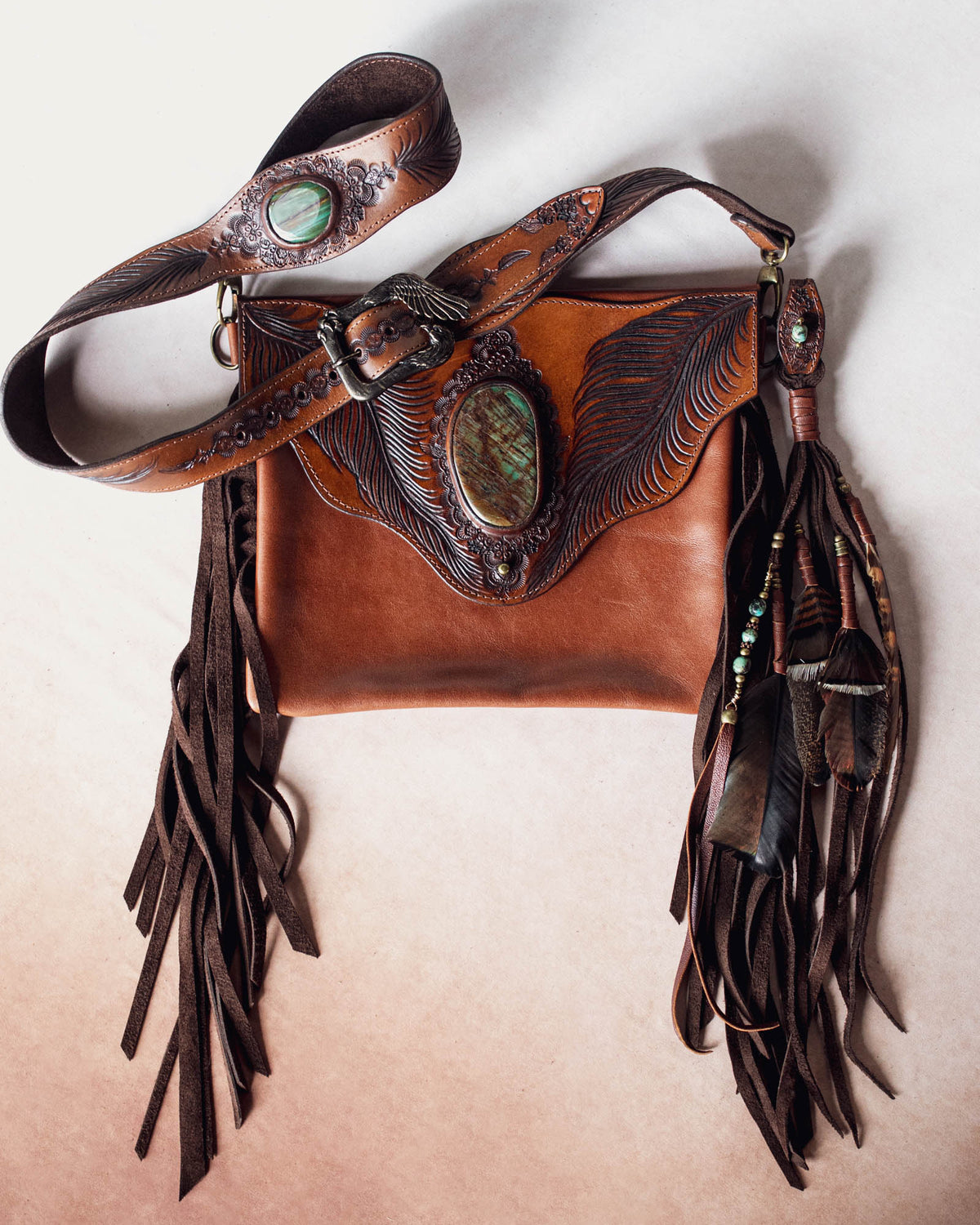 Eagle Feather Gypsy Wanderer Bag with Dragon Stone