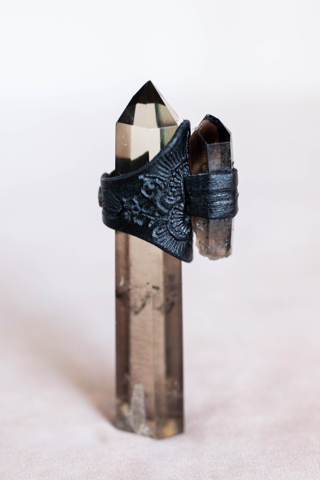 Black Magic Druid Ring with Smoky Quartz