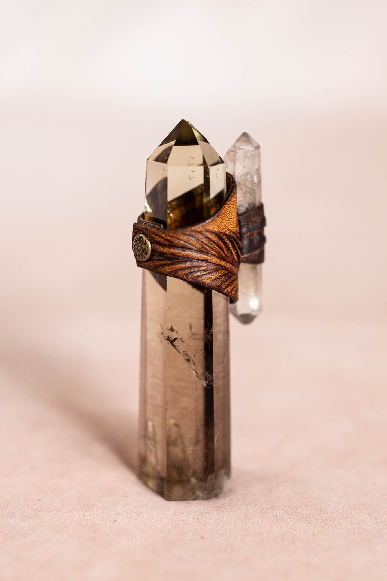 Feather Druid Ring with Smoky Quartz
