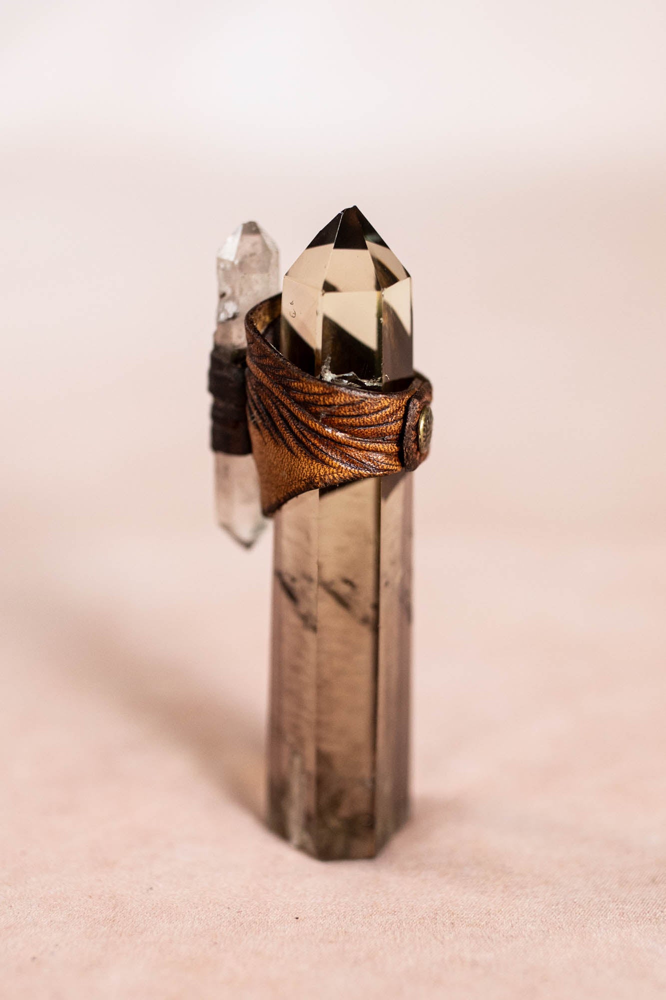 Feather Druid Ring with Smoky Quartz