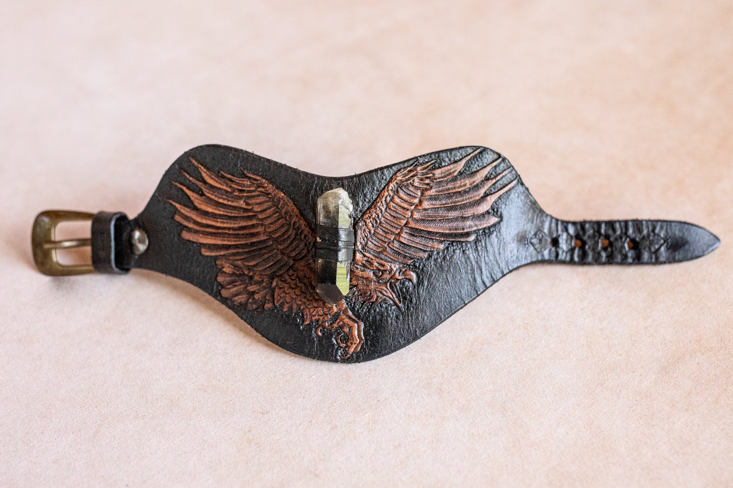 Black Bay Rebel Eagle Cuff with Smoky Quartz