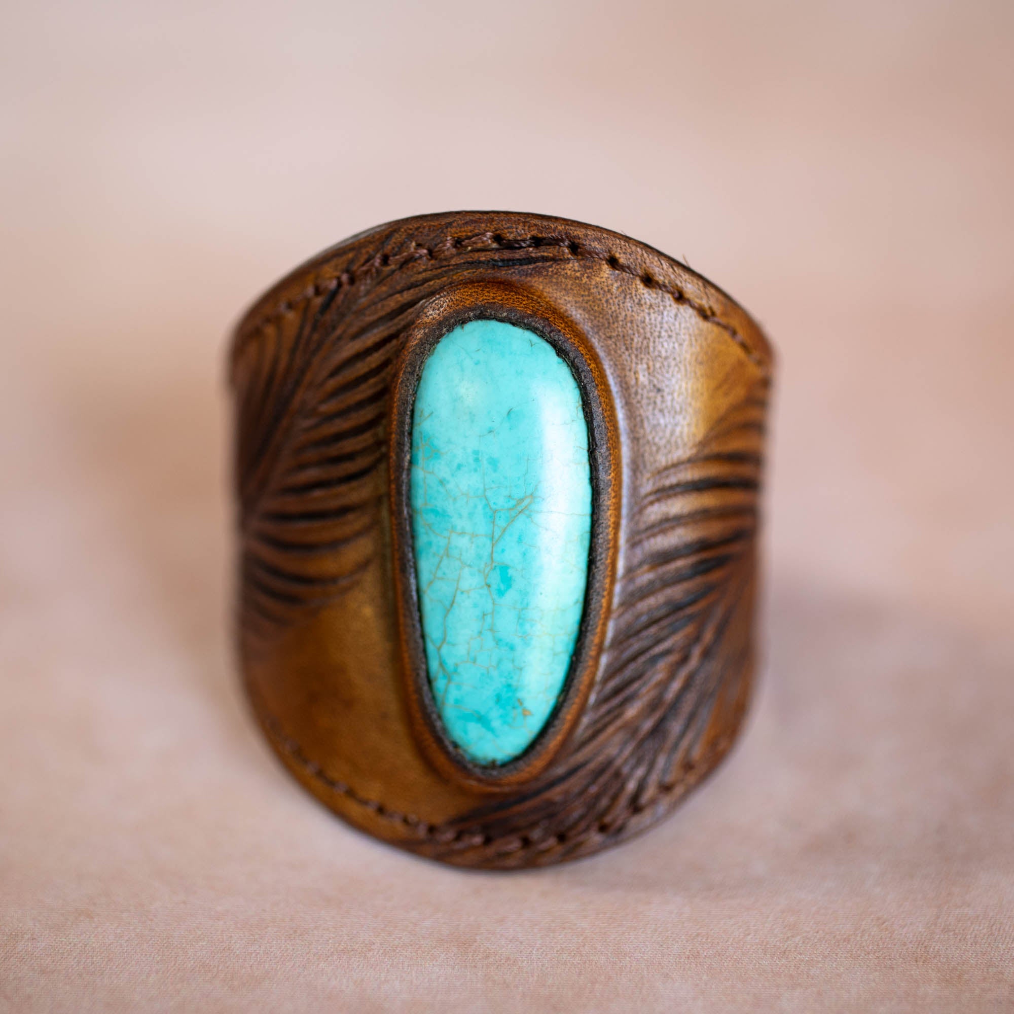 Eagle Feather Cuff with Turquoise