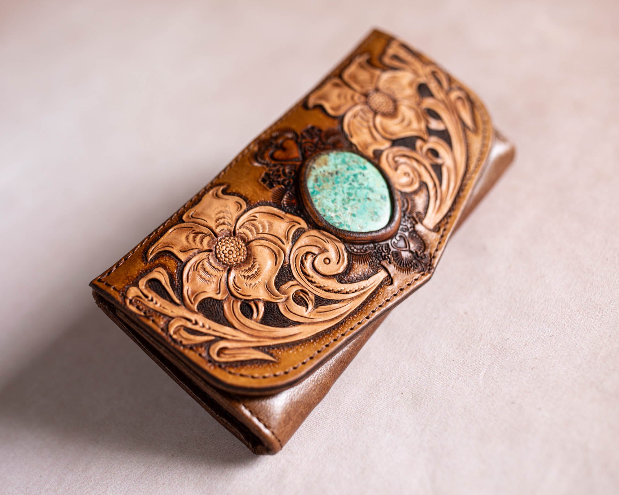 Flower Wallet with Mexican Turquoise