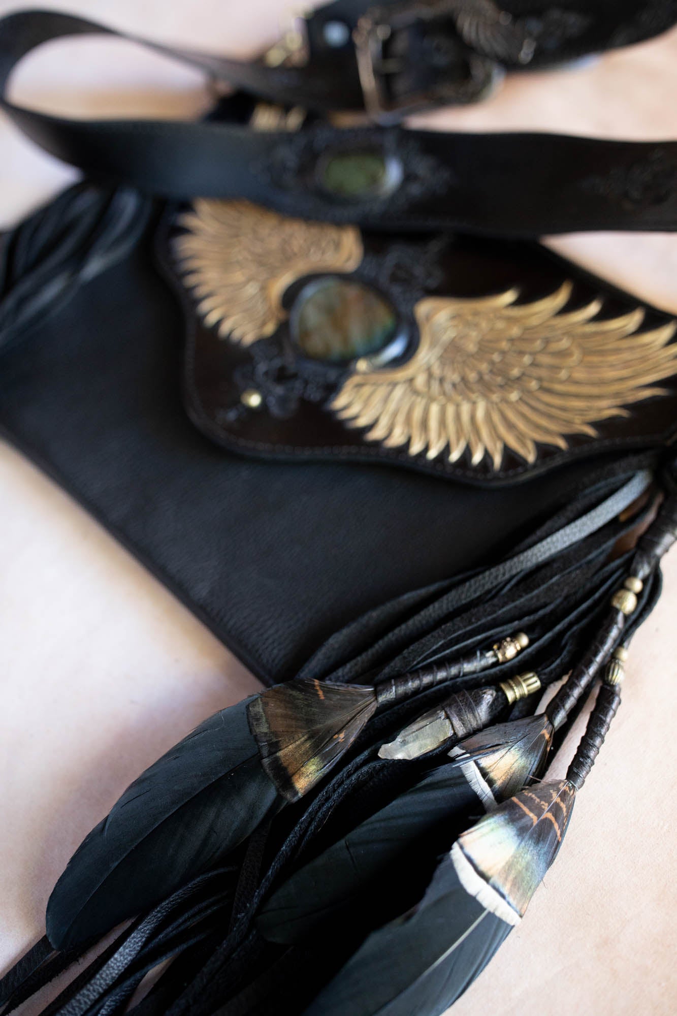 Guardian Wings Gypsy Wanderer Bag with Labradorite