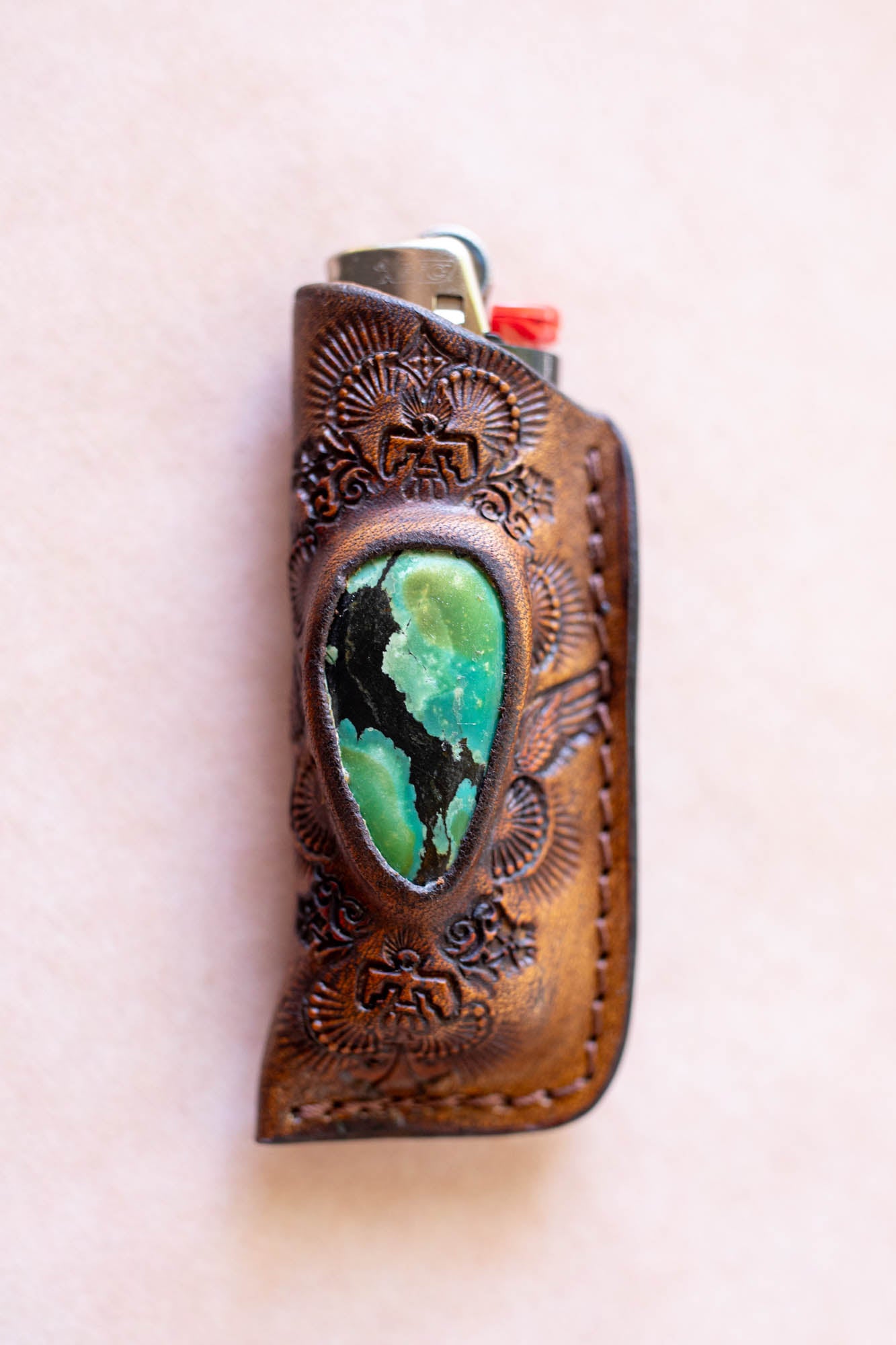 Woodstock Lighter Case with Turquoise