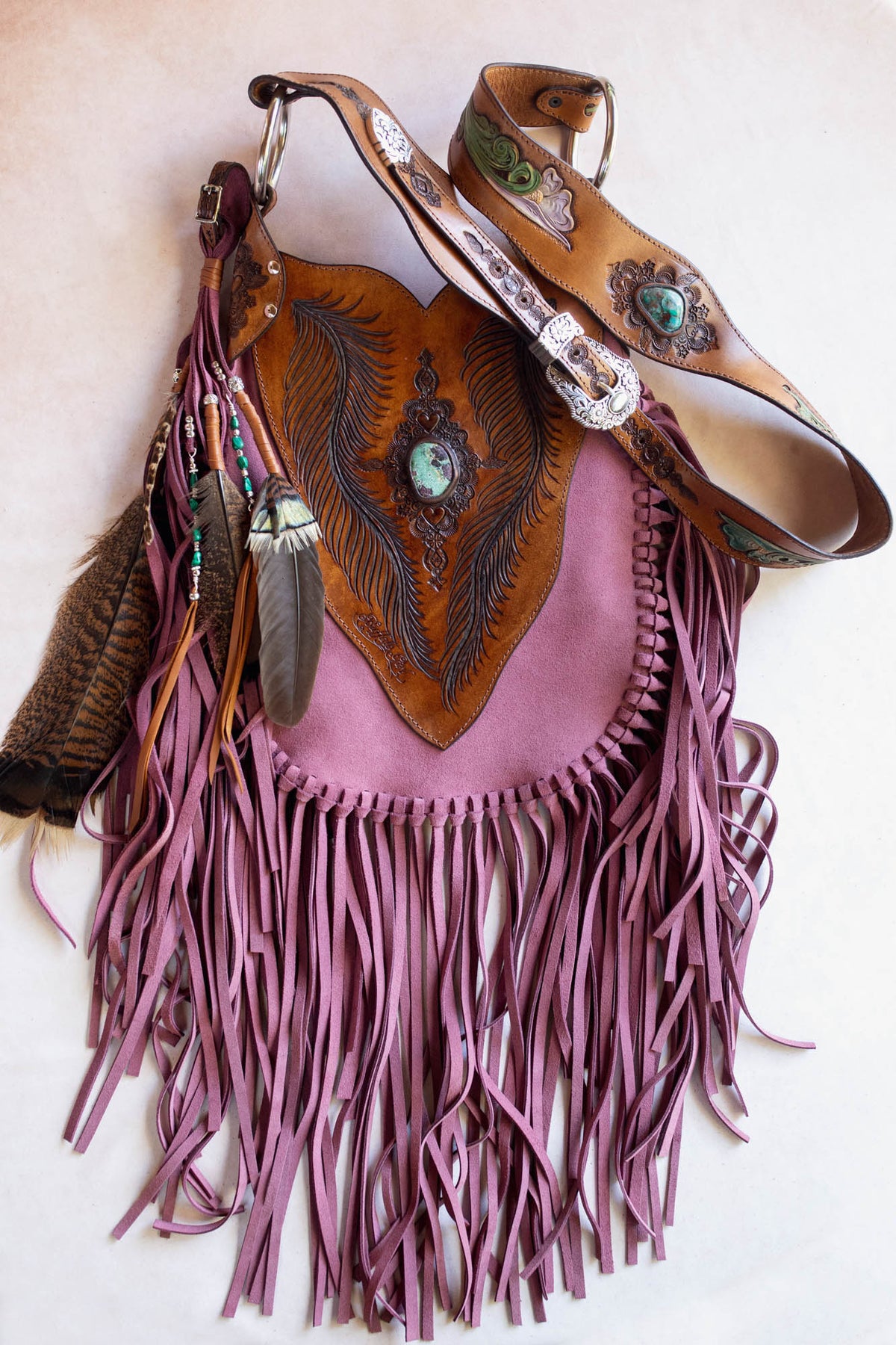 Secret Garden Lilly Tasselled Bag with Malachite Azurite