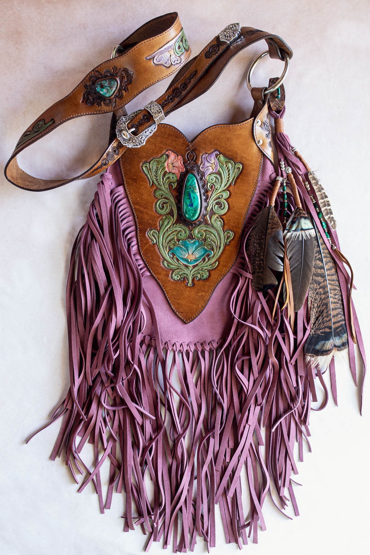 Secret Garden Lilly Tasselled Bag with Malachite Azurite