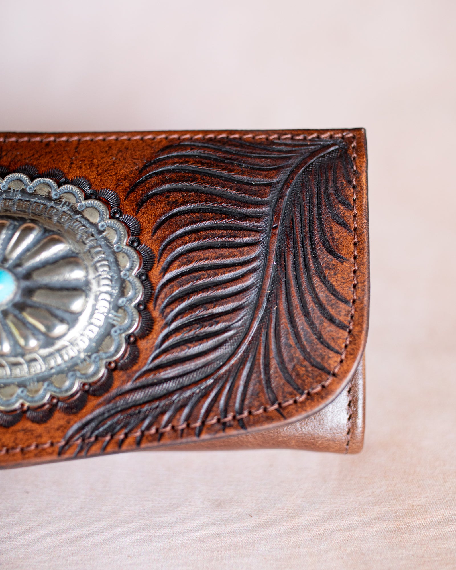 Eagle Feather Wallet with Navajo Concho
