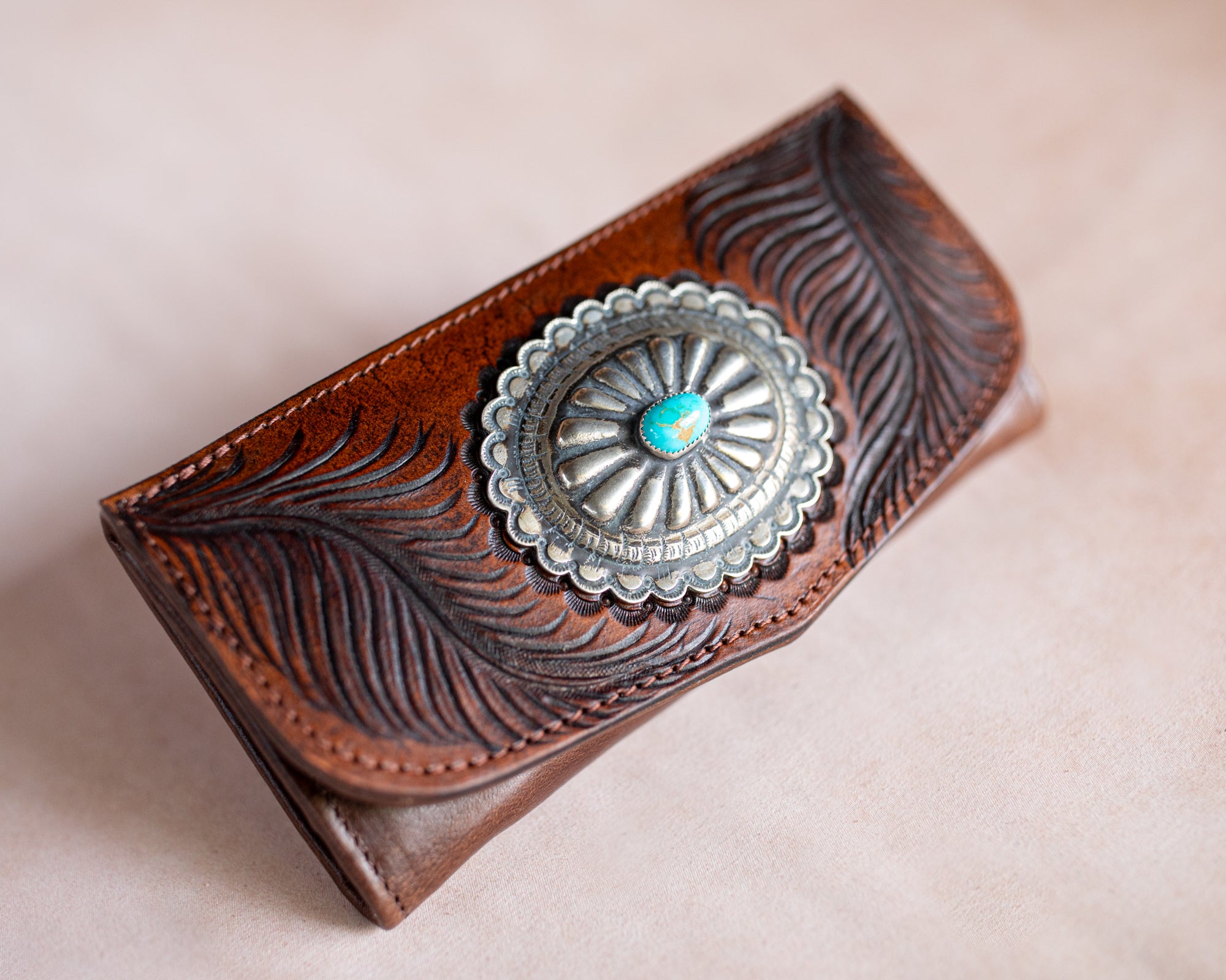 Eagle Feather Wallet with Navajo Concho