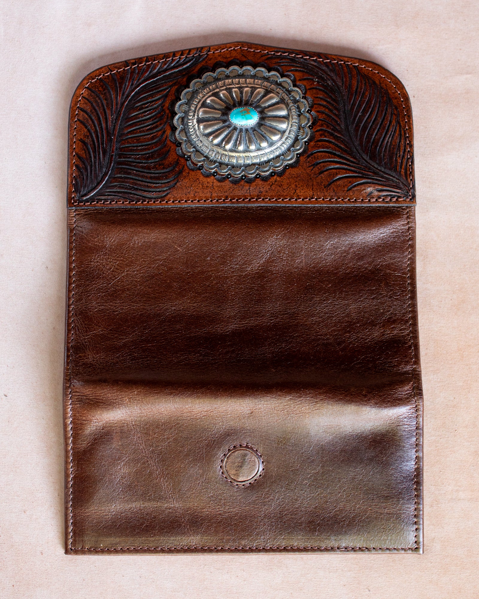 Eagle Feather Wallet with Navajo Concho