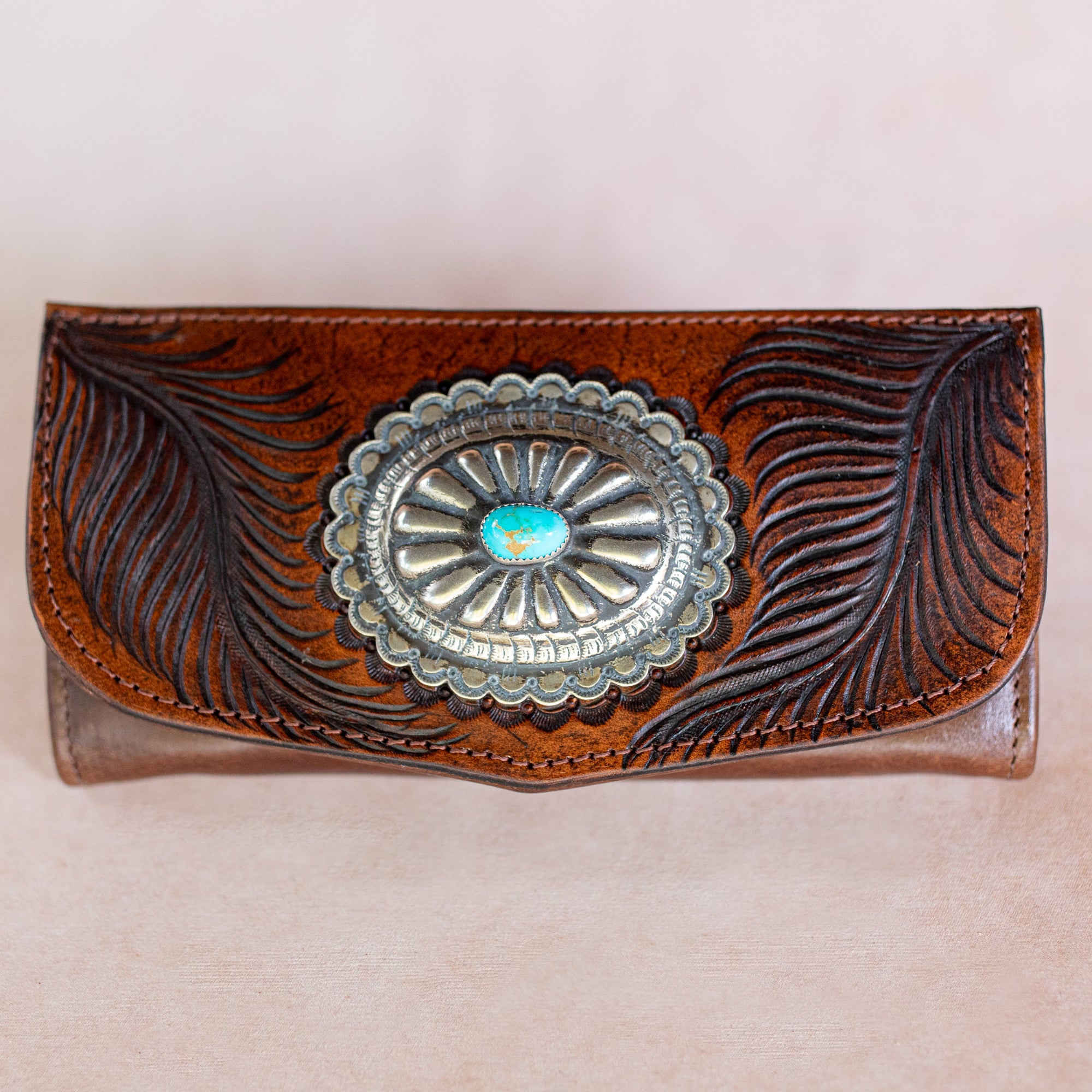 Eagle Feather Wallet with Navajo Concho