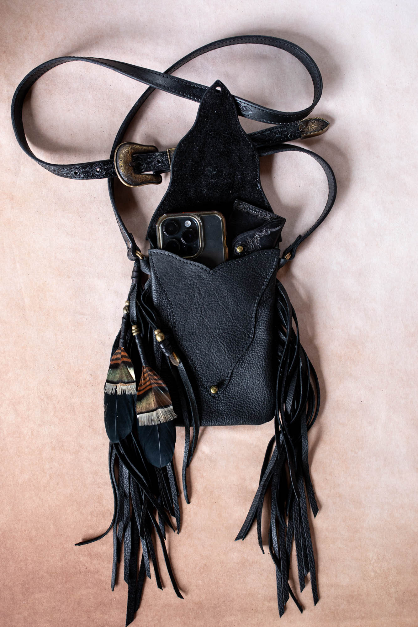 Thunderbird Gypsy Wanderer Phone Pouch with Labradorite