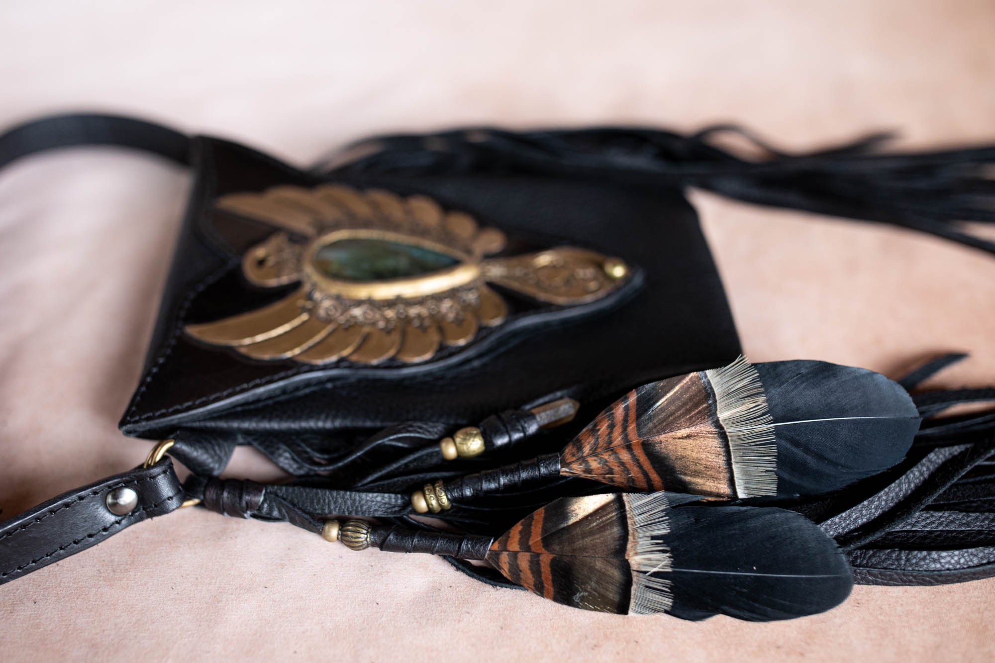 Thunderbird Gypsy Wanderer Phone Pouch with Labradorite