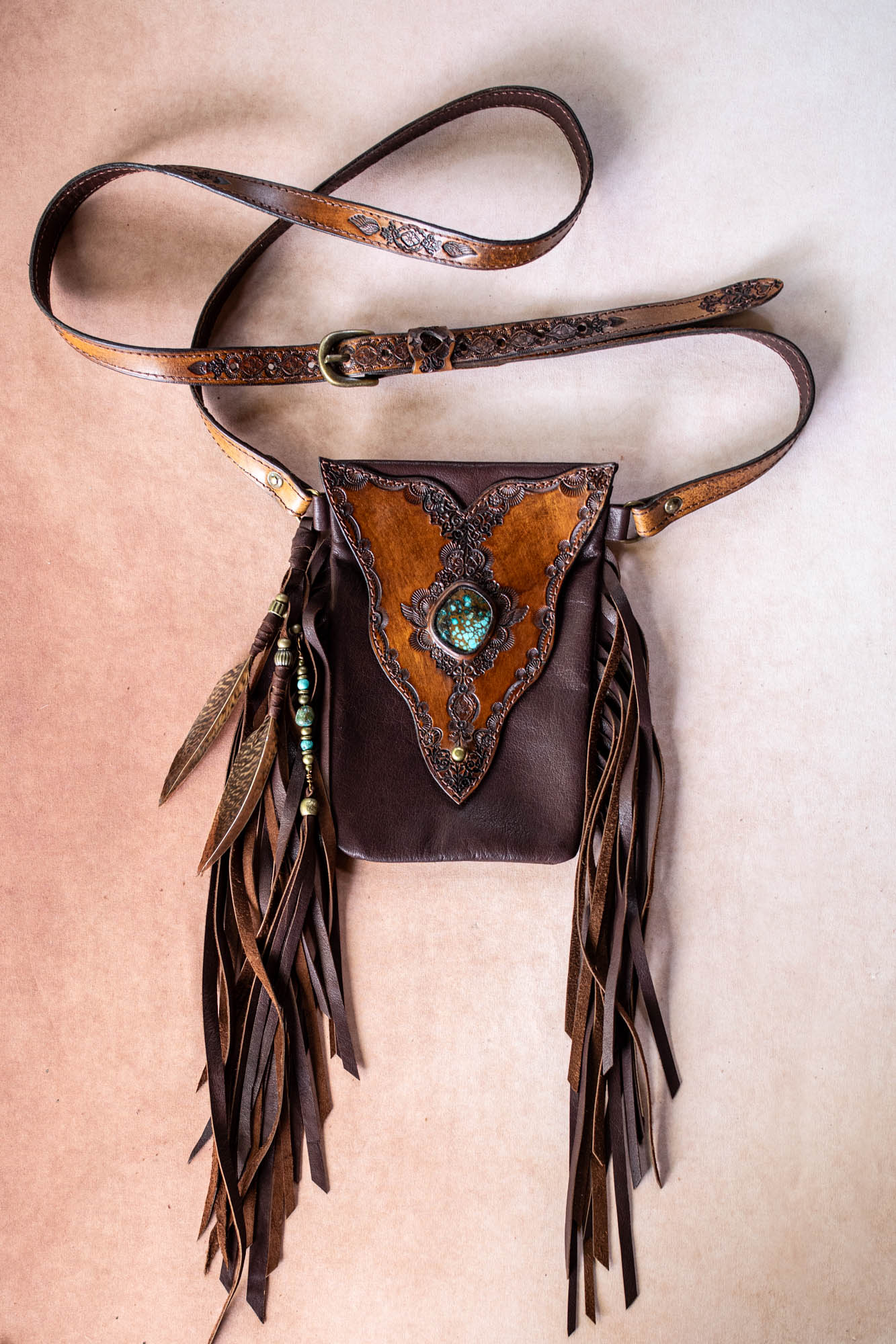 Gypsy Wanderer Phone Pouch with Blue Horizon Turquoise