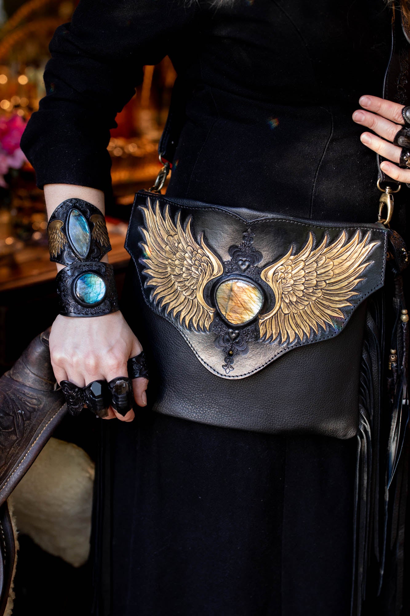 Guardian Wings Gypsy Wanderer Bag with Labradorite