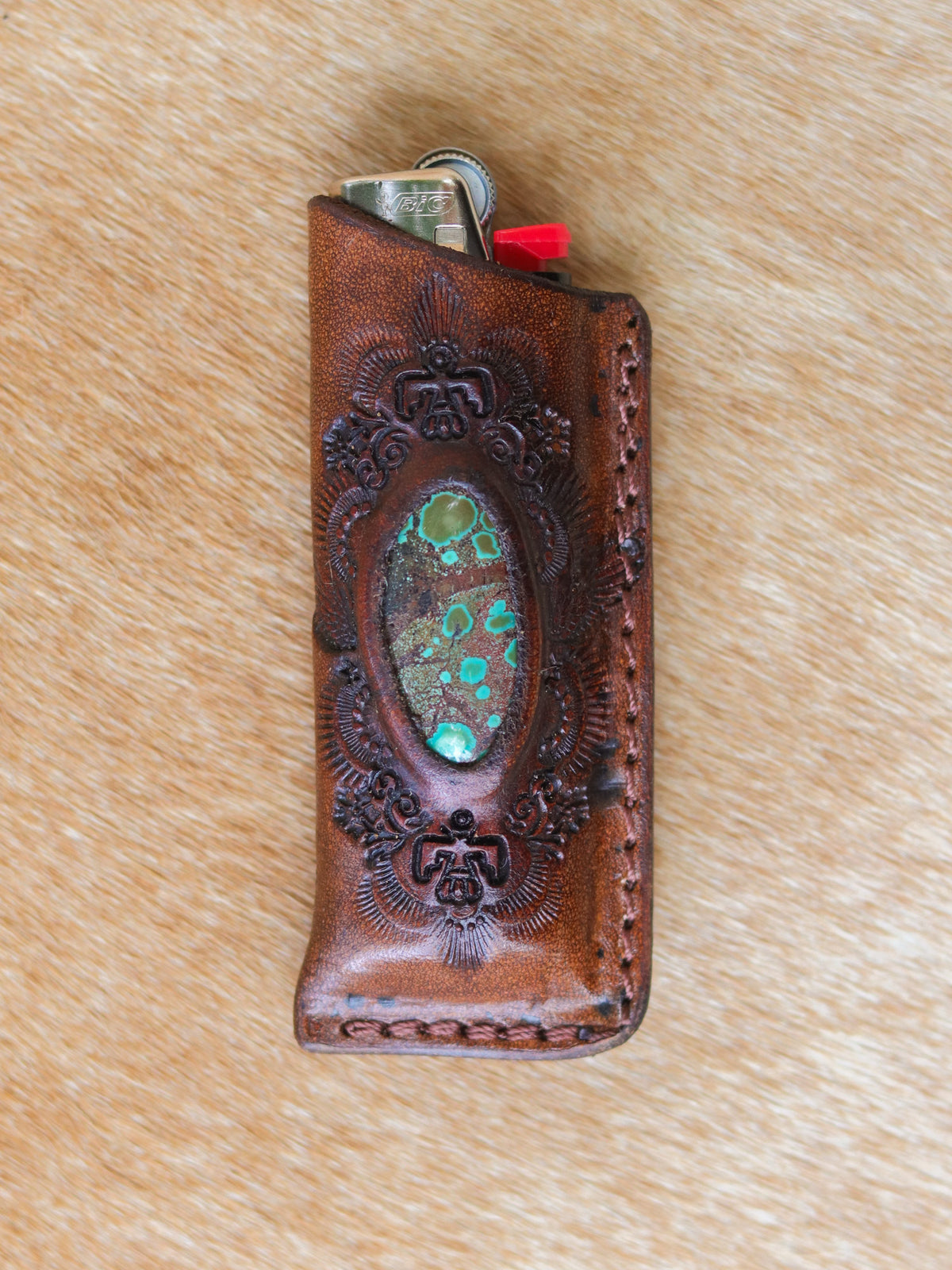 Woodstock Lighter Case with Turquoise