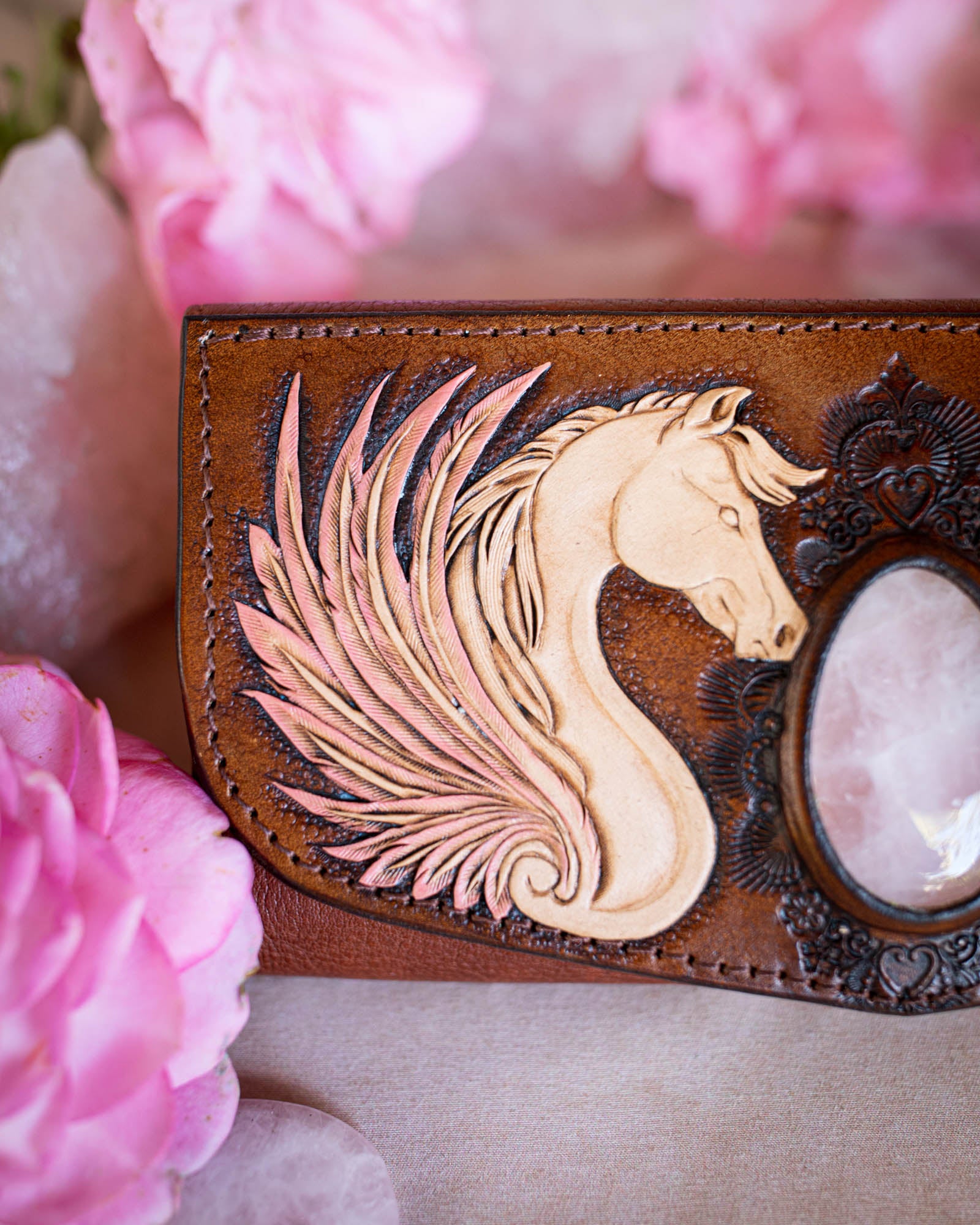 Pegasus Wallet with Rose Quartz