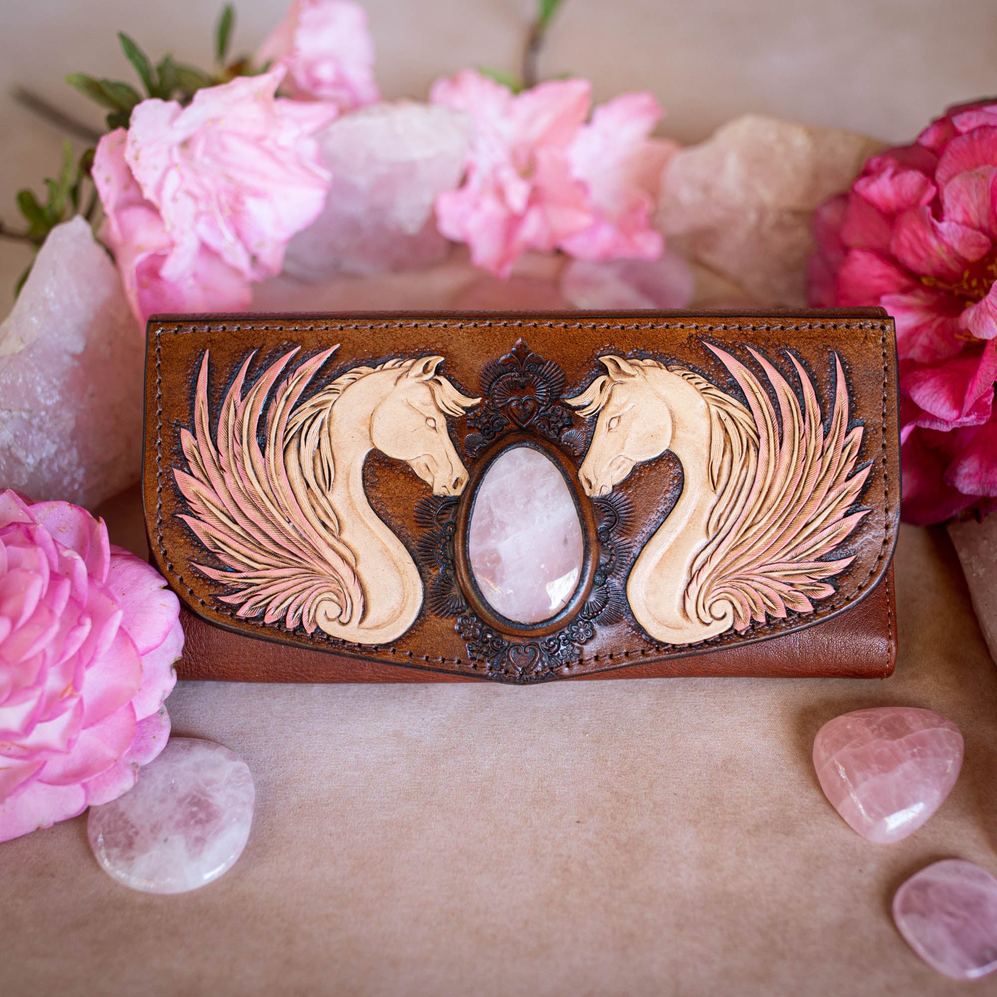 Pegasus Wallet with Rose Quartz