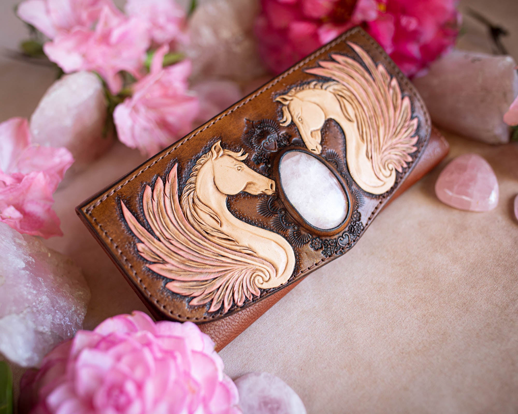 Pegasus Wallet with Rose Quartz