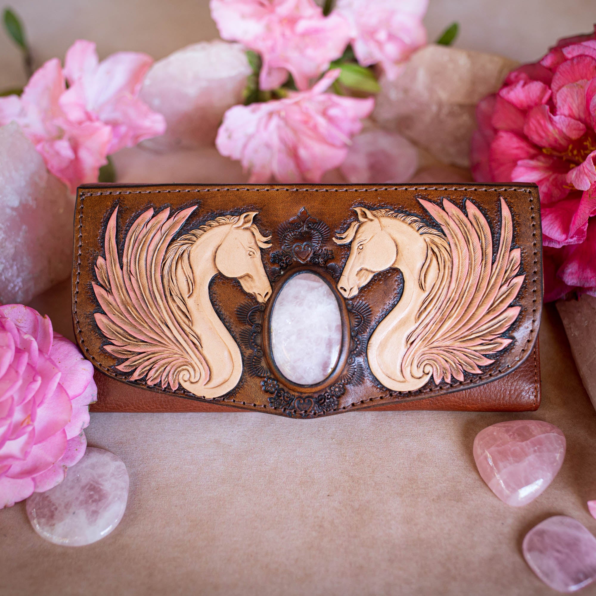 Pegasus Wallet with Rose Quartz