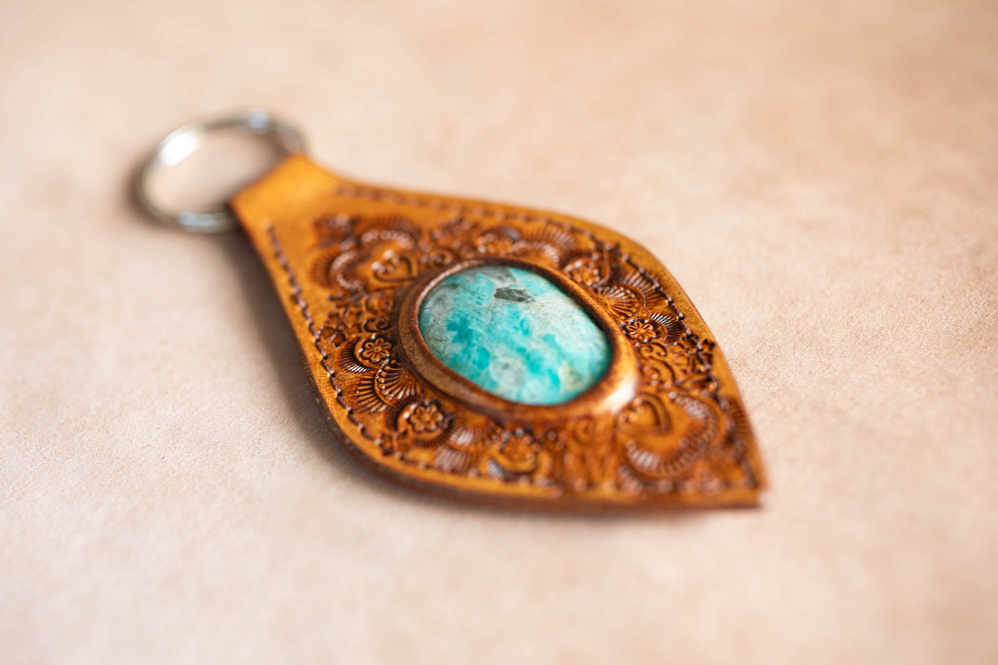 Mandala Key Ring with Amazonite
