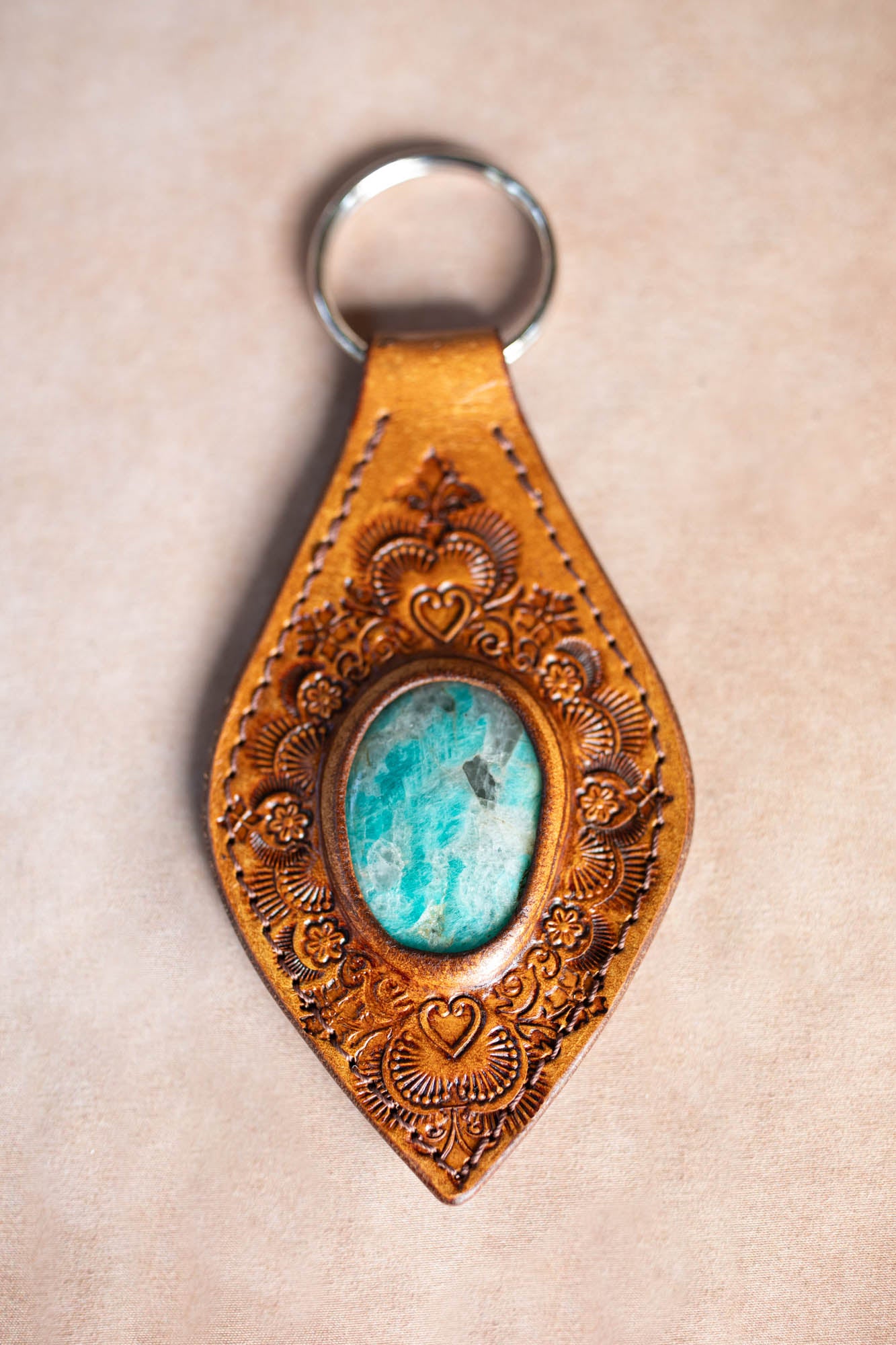 Mandala Key Ring with Amazonite