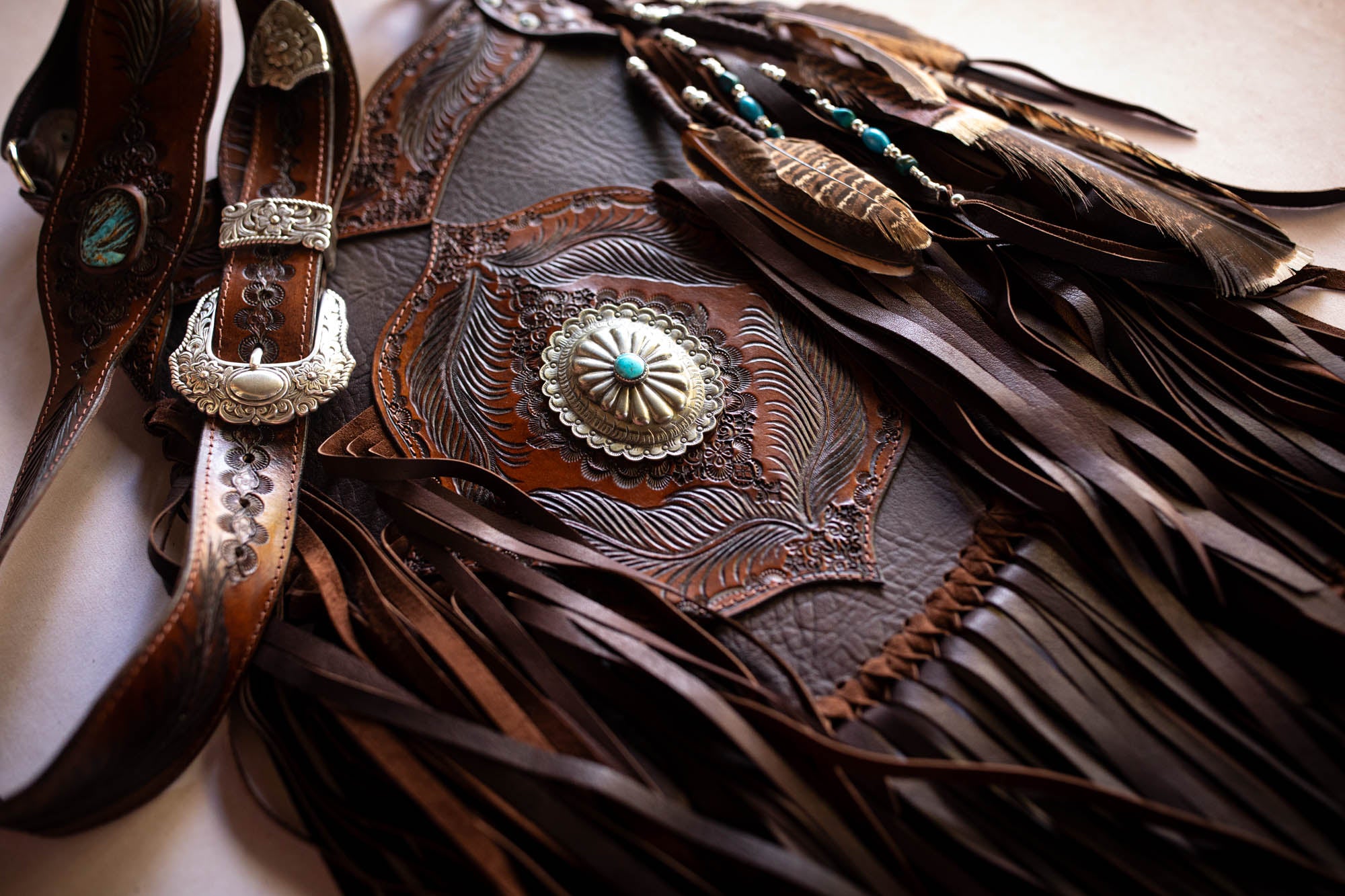 Apache Tasselled Bag with Navajo Concho