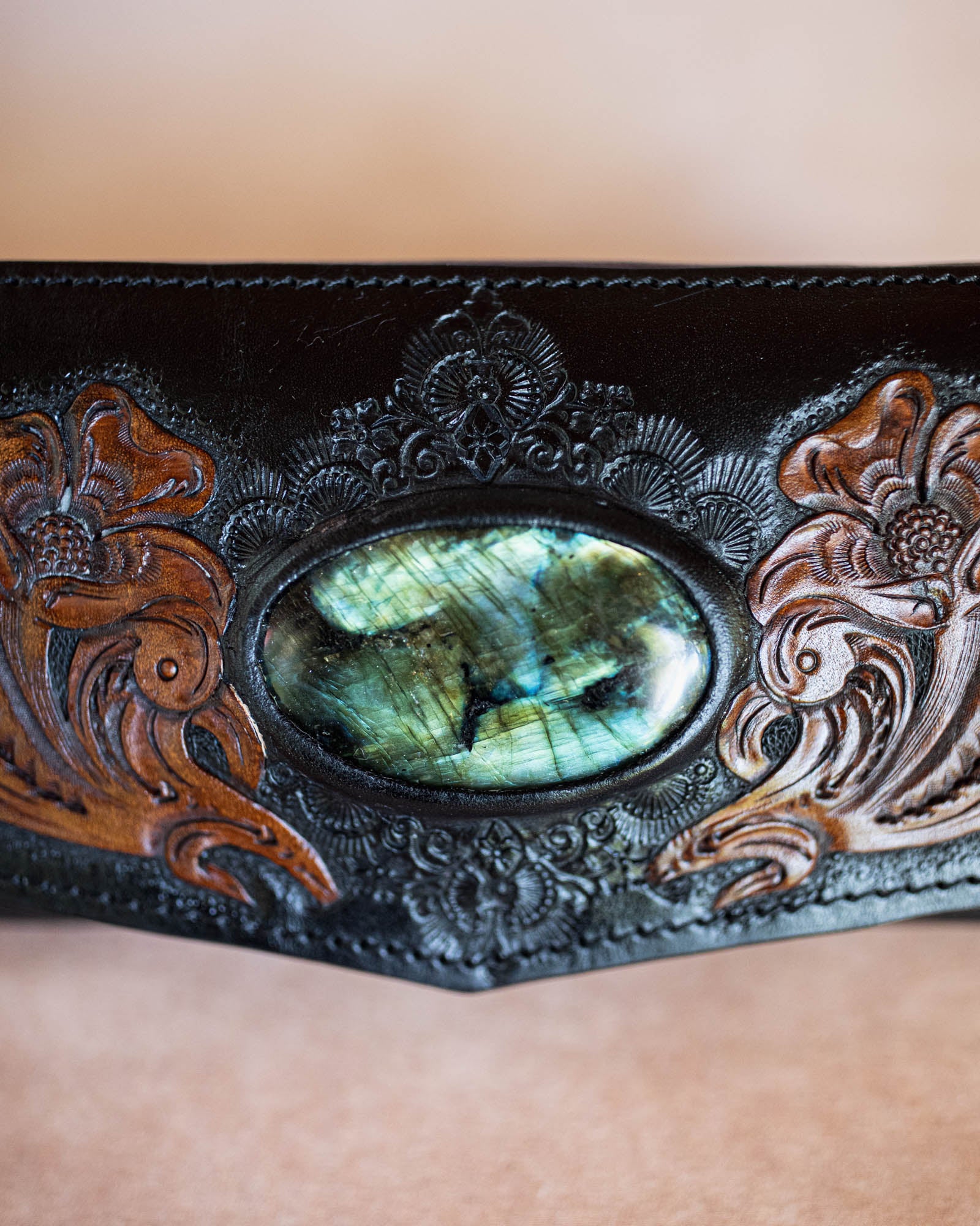 Black Bay Western Floral Wallet with Labradorite - Buffalo Girl®