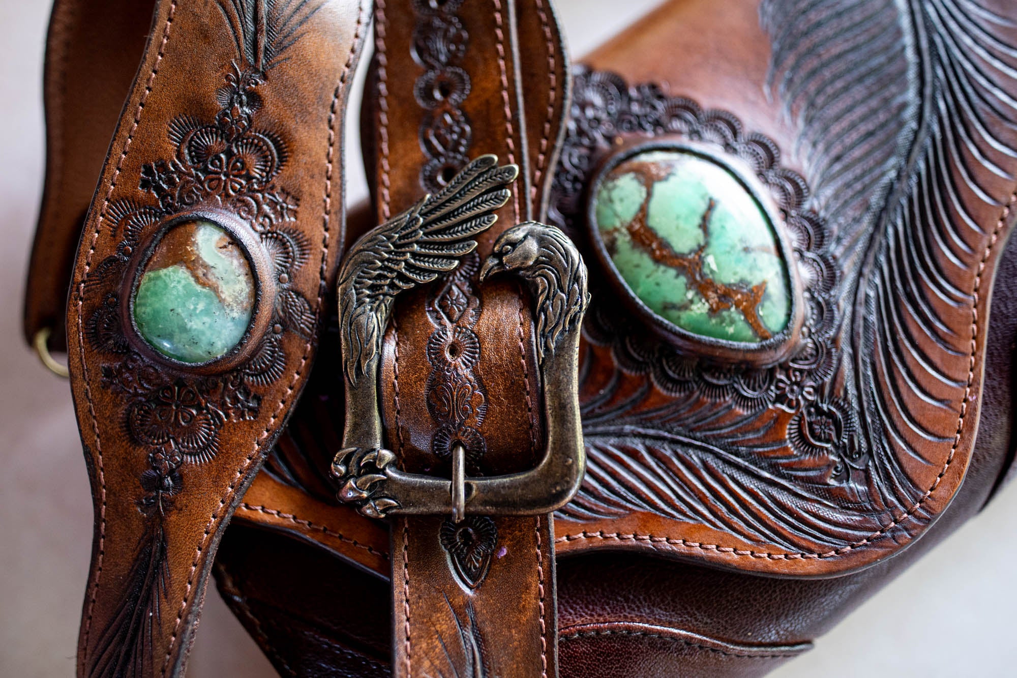 Eagle Feather Clutch with Chrysoporase
