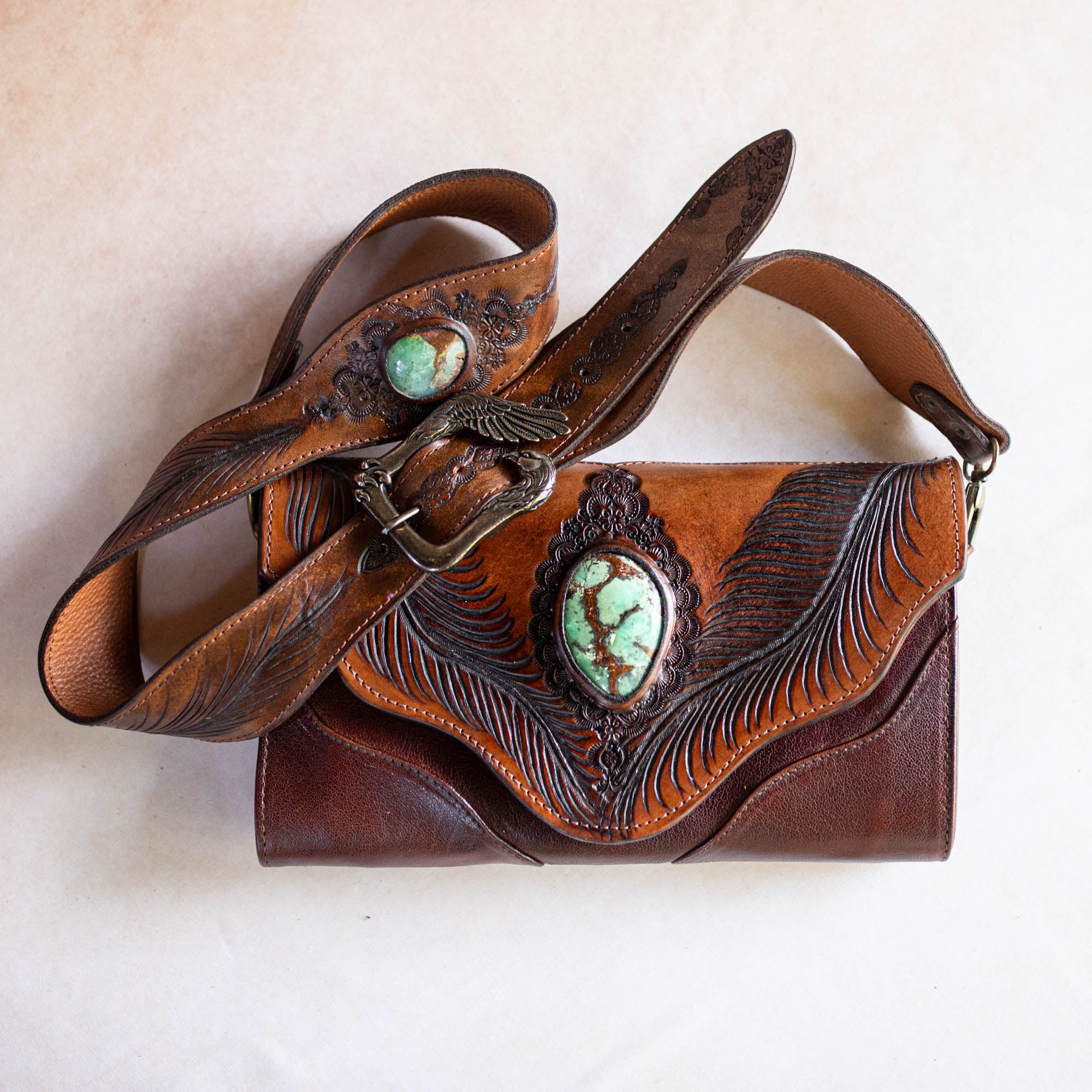 Eagle Feather Clutch with Chrysoporase