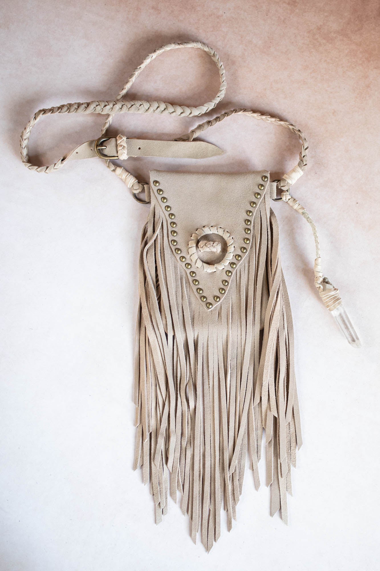 Tasselled Nomad Phone Pouch with Quartz Crystal