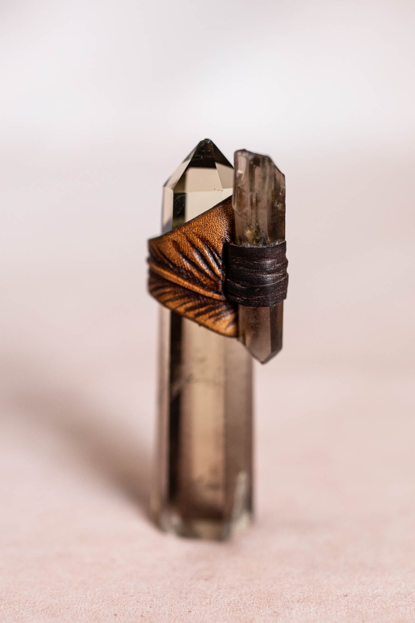 Feather Druid Ring with Smokey Quartz