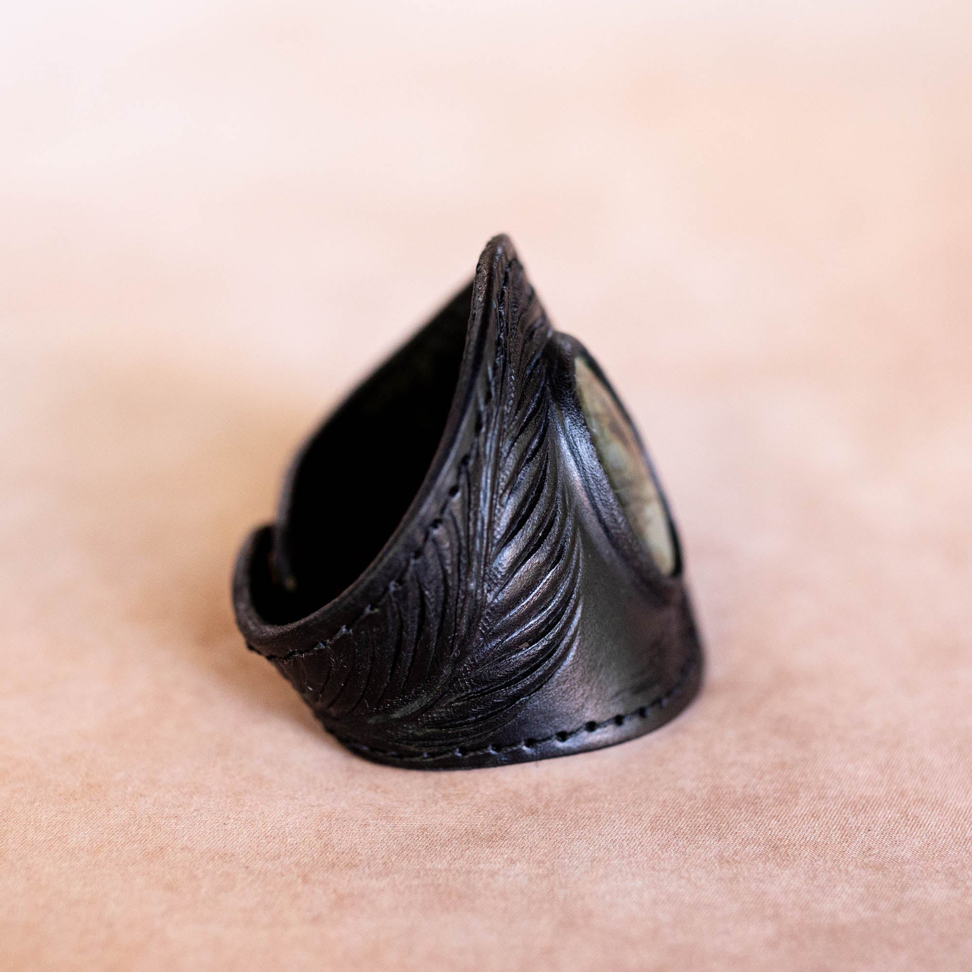 Eagle Feather Black Magic Cuff with Labradorite