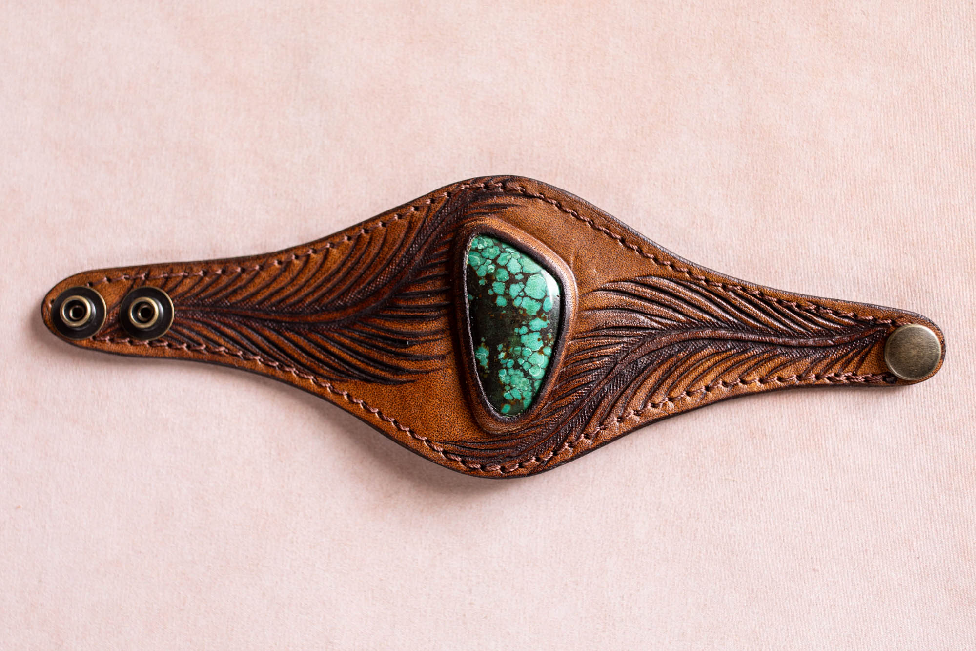 Eagle Feather Cuff with Turquoise