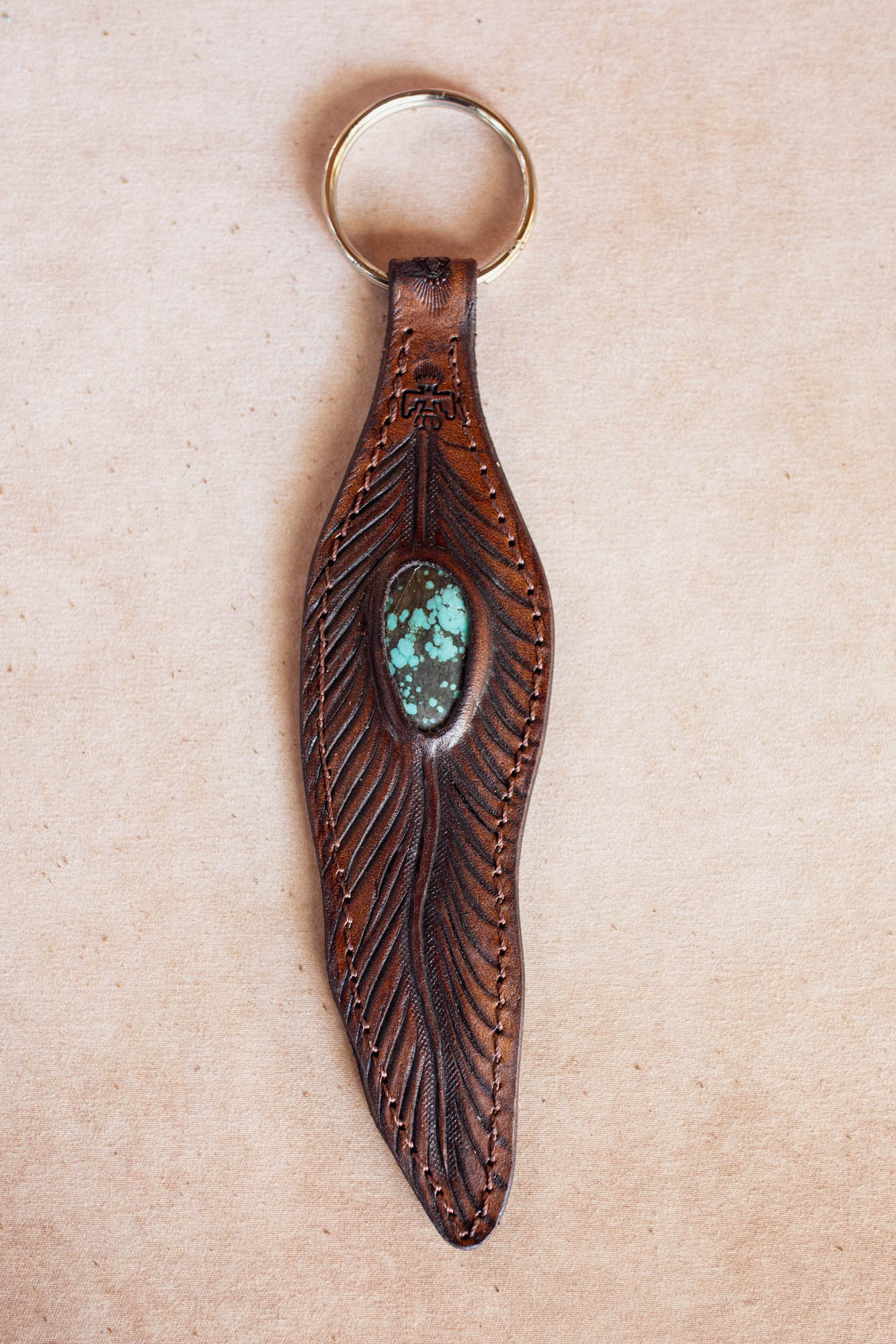 Feather Key Ring with Turquoise