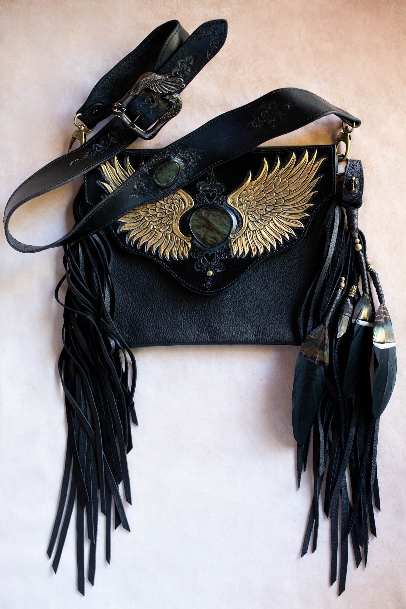 Guardian Wings Gypsy Wanderer Bag with Labradorite