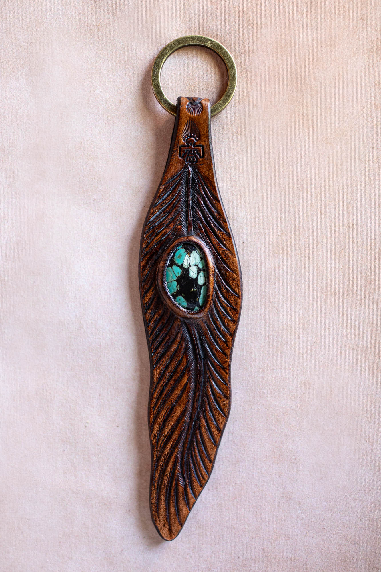 Feather Key Ring with Turquoise