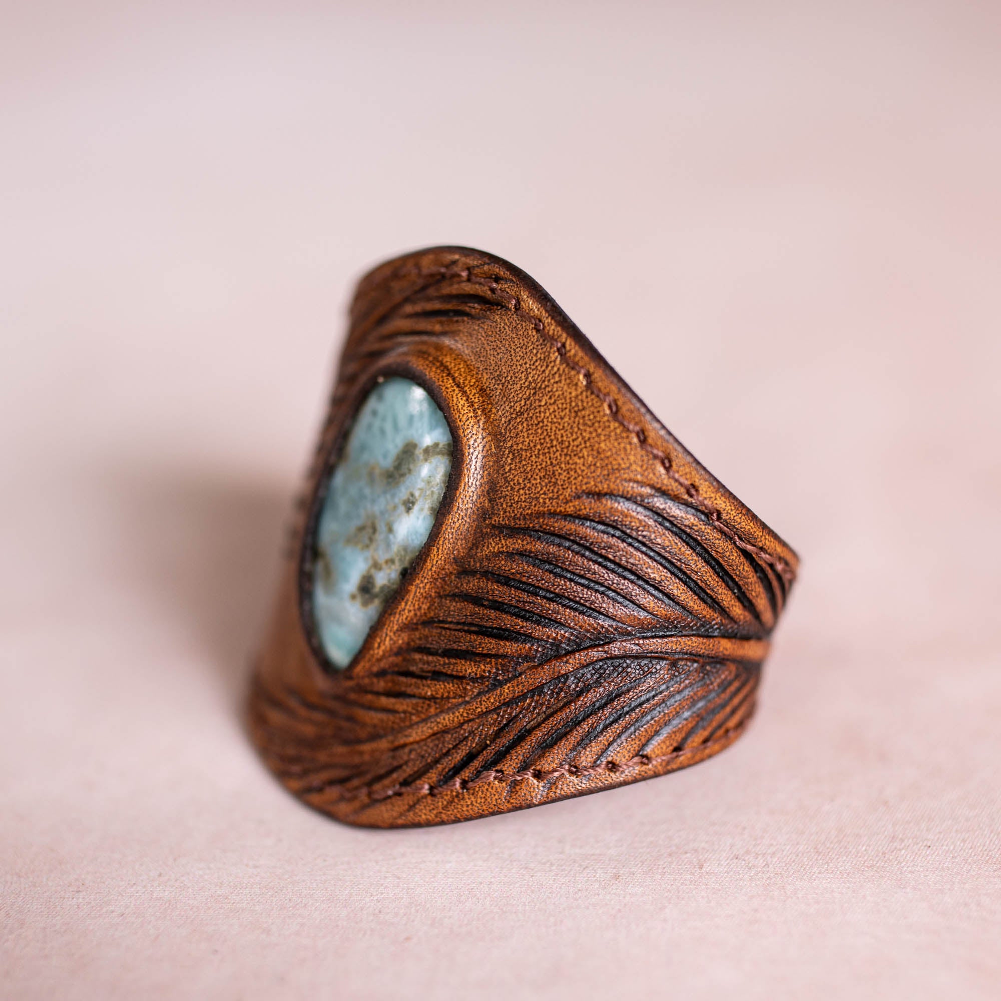 Eagle Feather Cuff with Larimar