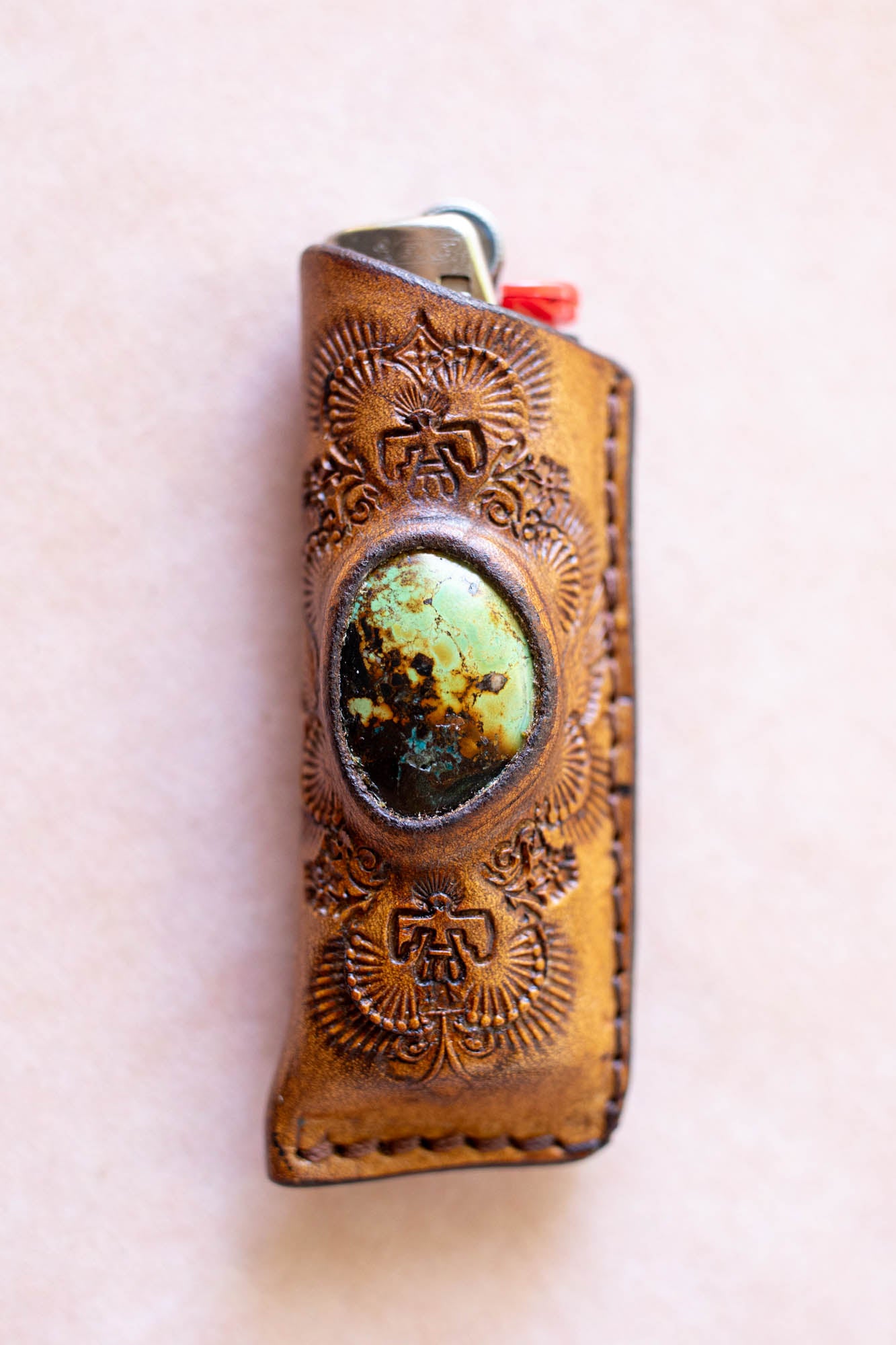 Woodstock Lighter Case with Turquoise