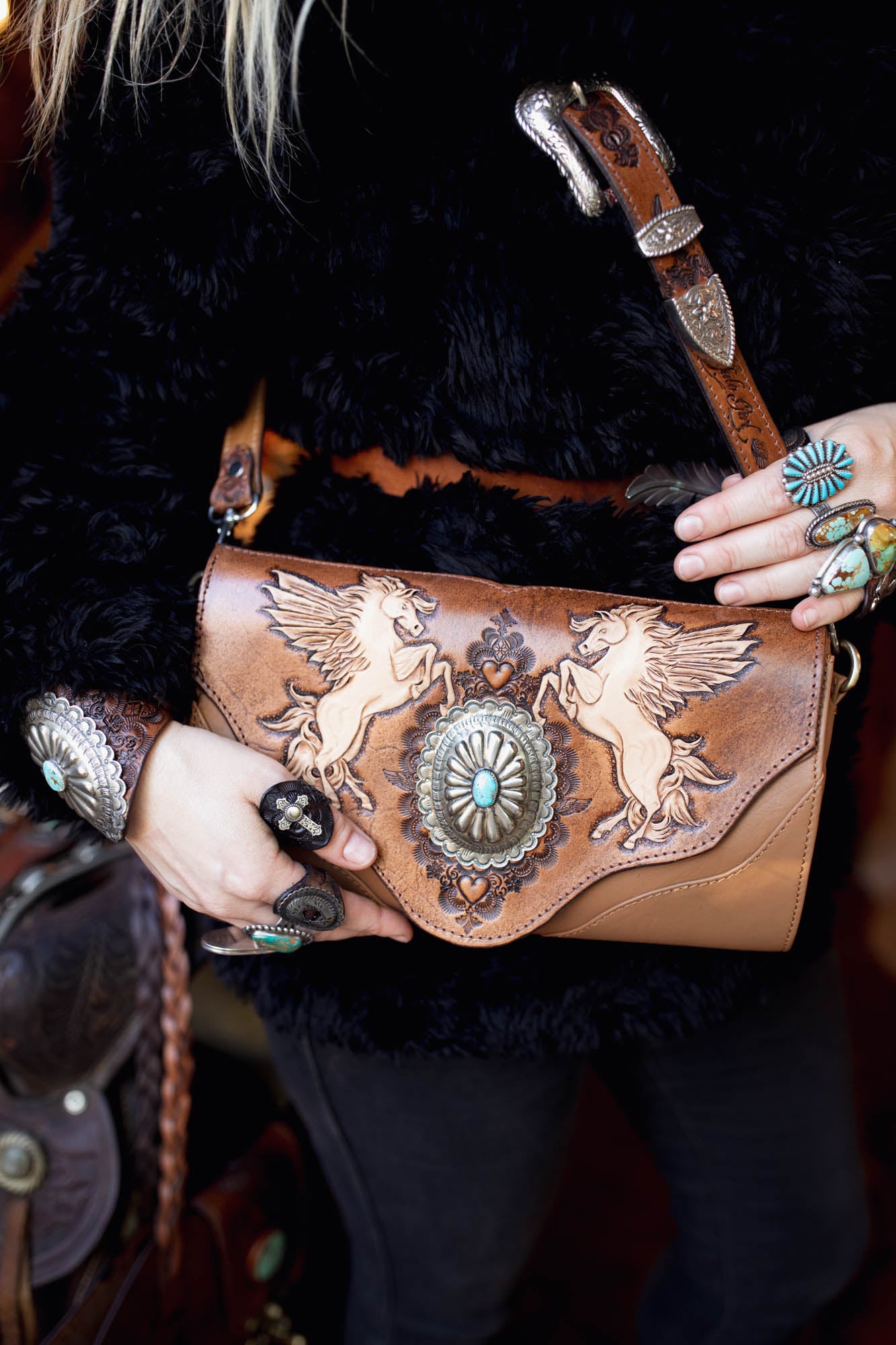 Pegasus Clutch with Navajo Concho