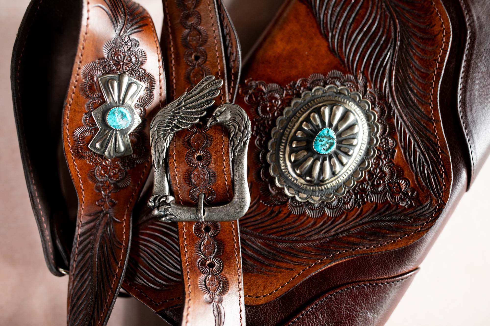 Eagle Feather Clutch with Navajo Concho