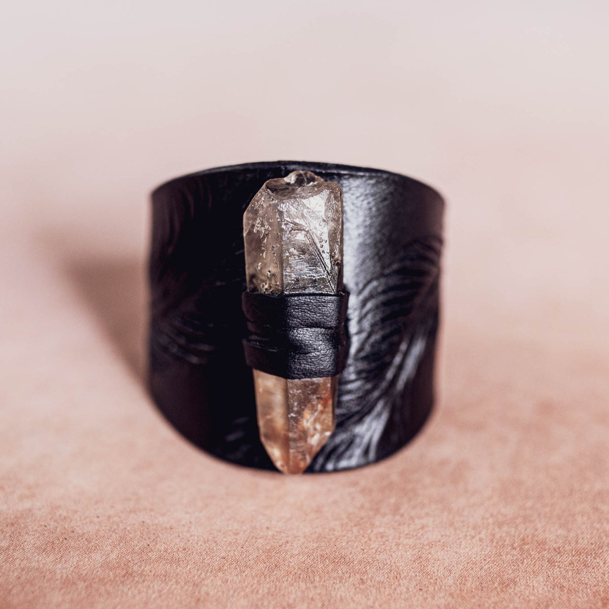 Petite Eagle Feather Priestess Cuff with Smoky Quartz