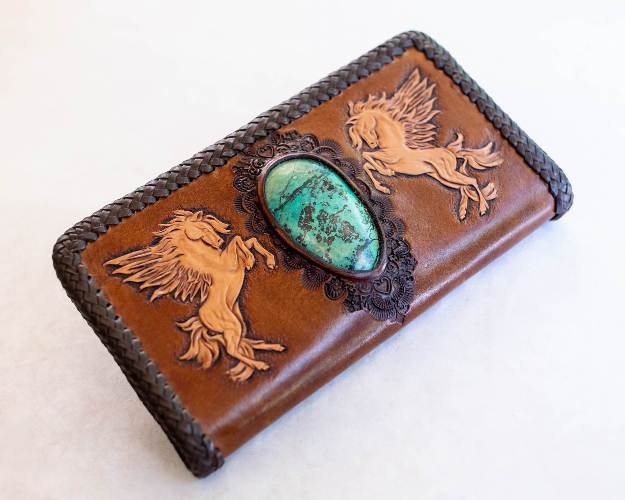 Large Pegasus Wallet with African Turquoise