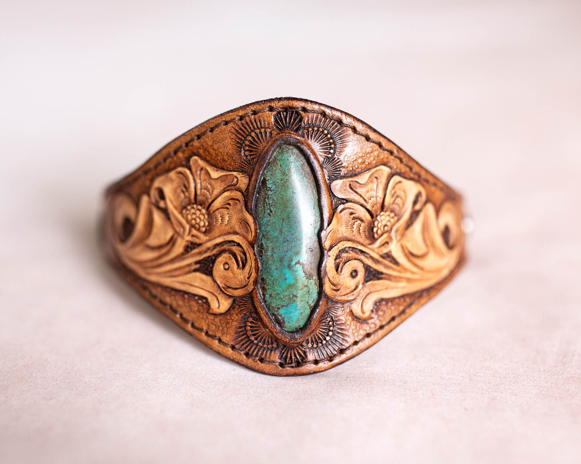 Western Floral Cuff with Turquoise